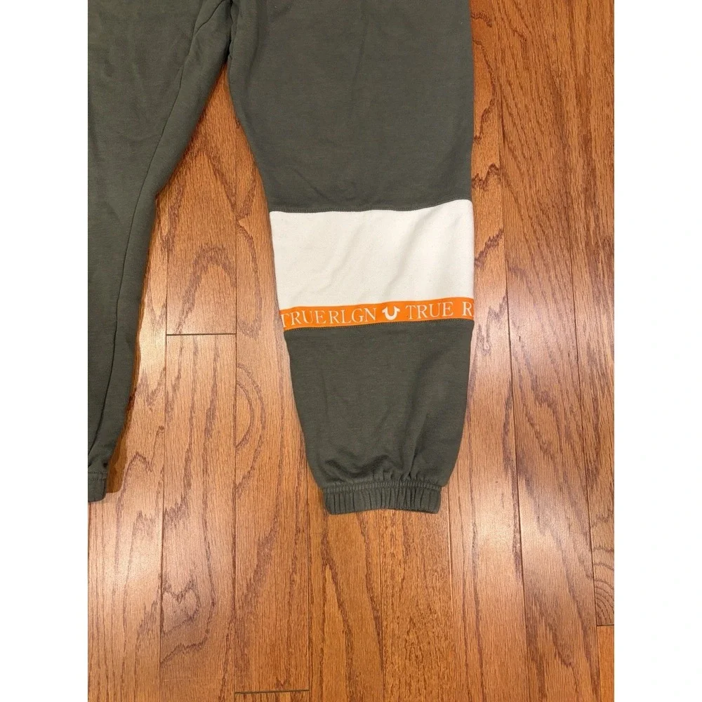 True Religion Relaxed Joggers Men's Large Green Orange‎ 'Beetle' Jogging
